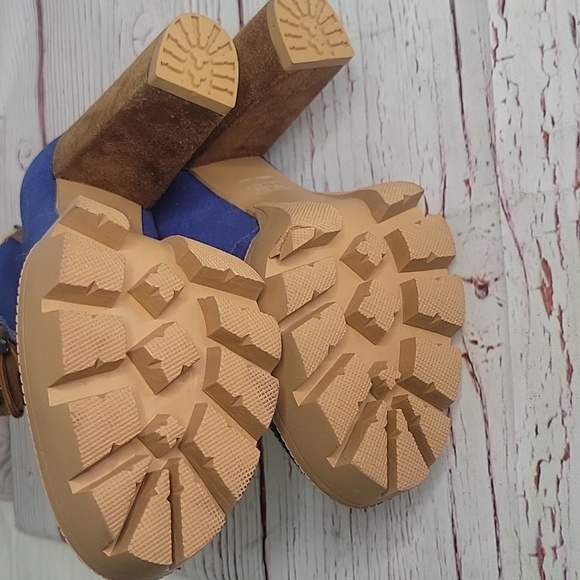 Wet Kiss Women's Blue and Brown Heeled Boots Size 7 - Picture 5 of 5